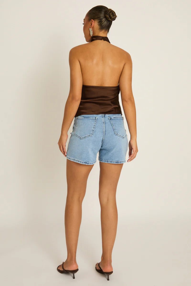 Elara Halter Top - Chocolate