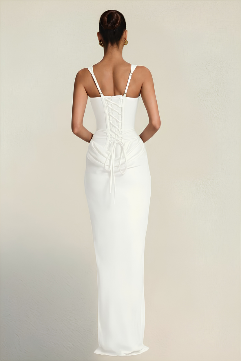 Elara – Vestido Corset Esculpido Blanco