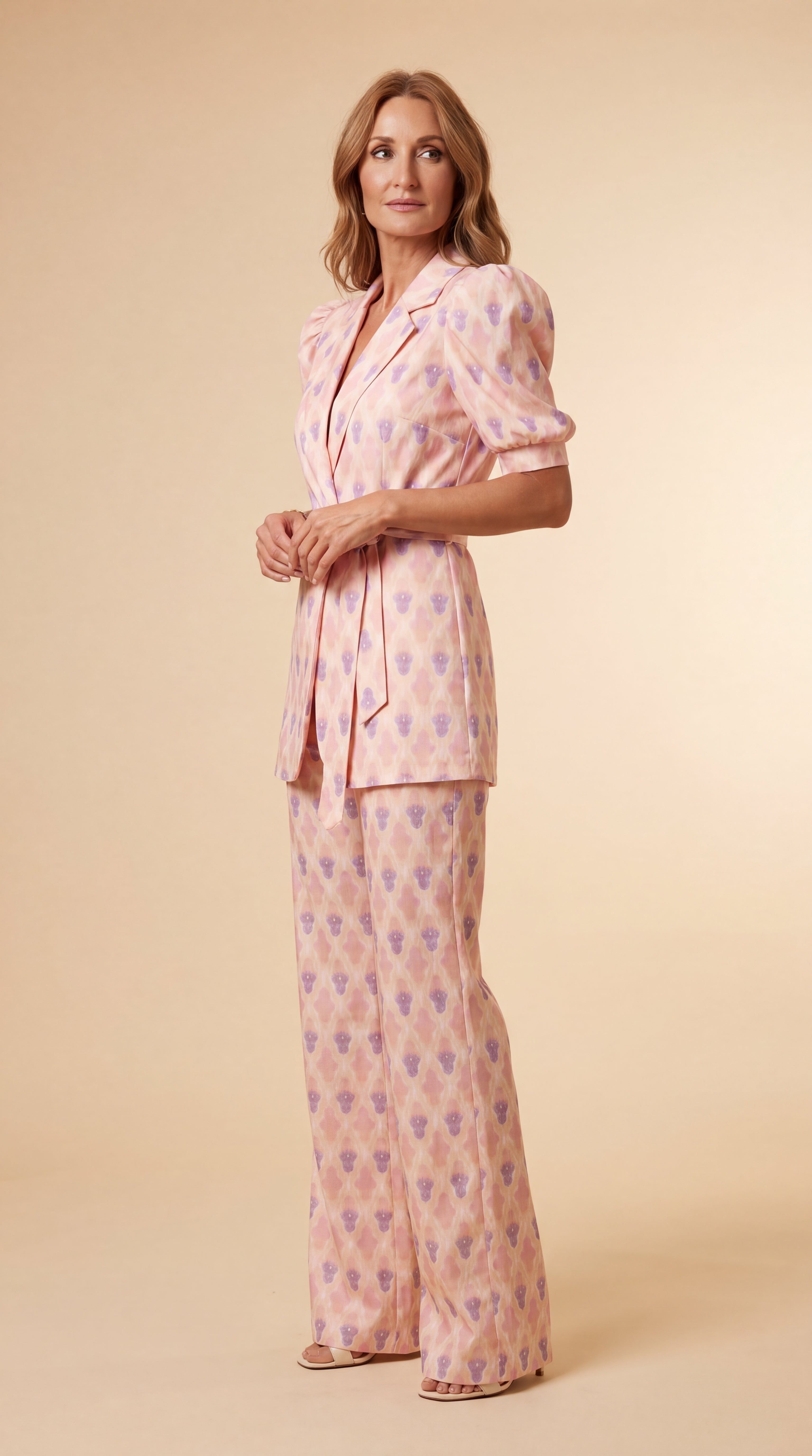 Chiara | Conjunto Blazer & Pantalón Acampanado Estampado