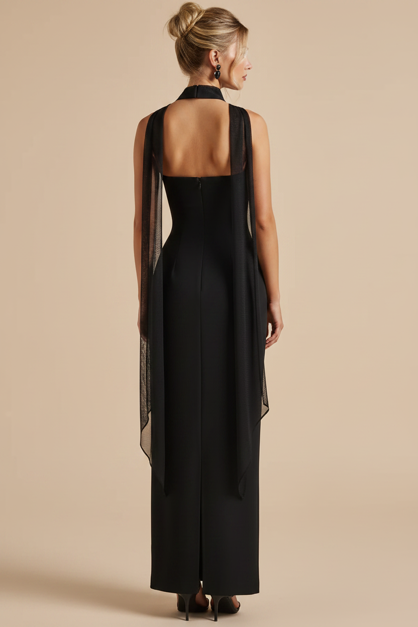 Vestido Maxi Strapless con Caída Fluida Negro