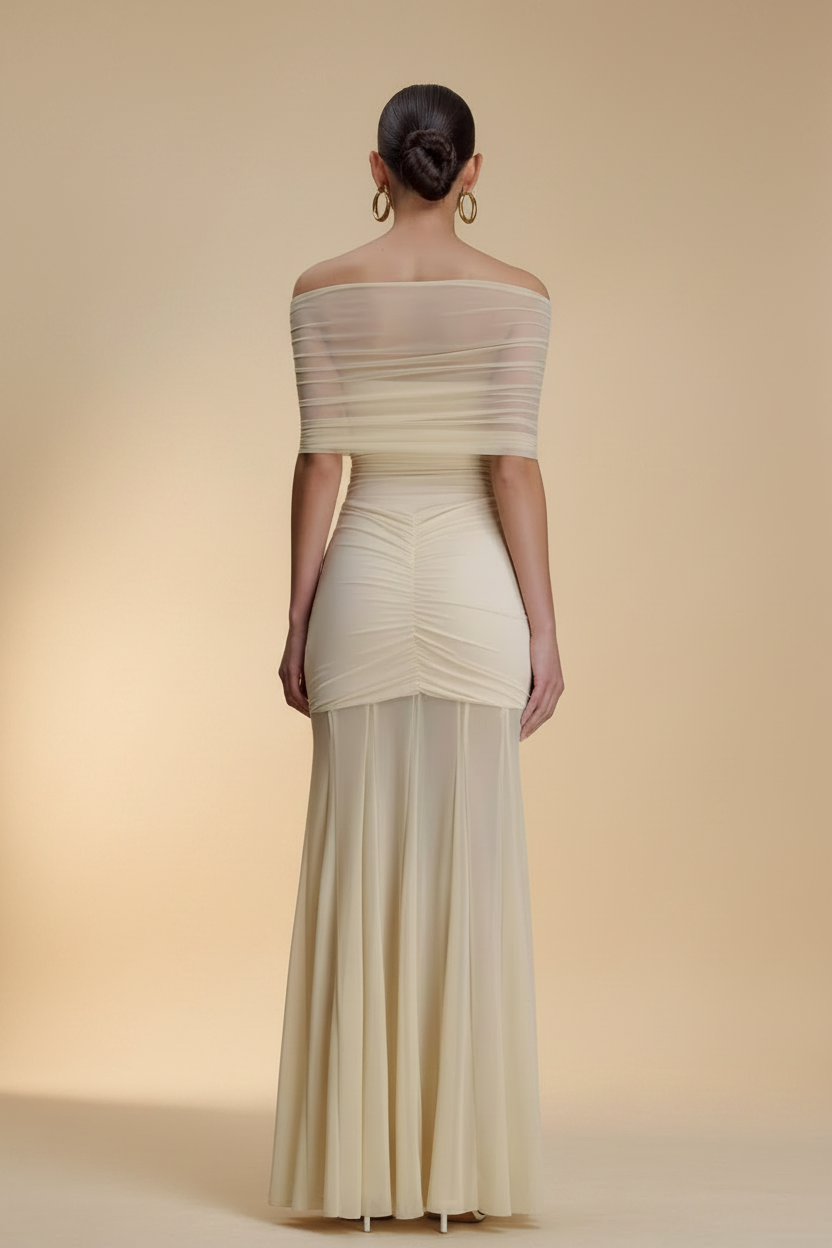 Aurelia – Vestido Maxi Drapeado Efecto Silueta