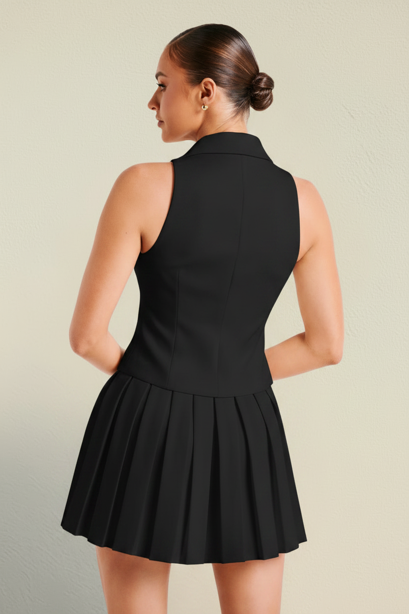 Vestido Midi Entallado Aurea - Negro