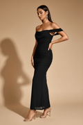 Serena Vestido Largo Drapeado Negro