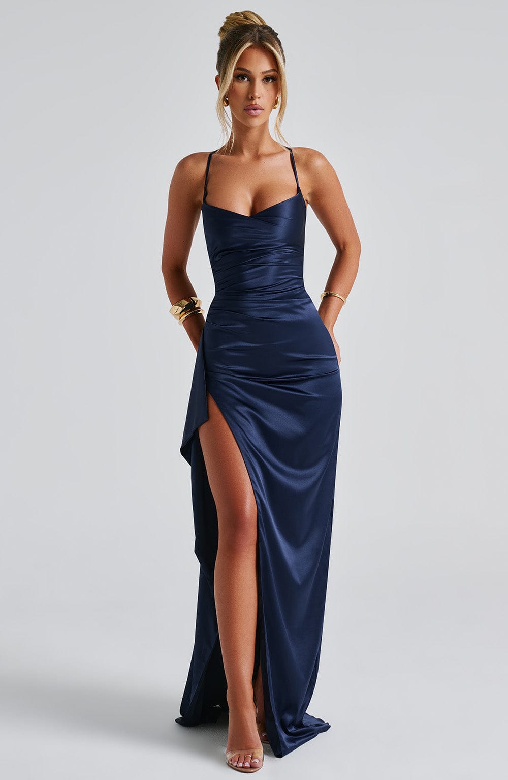Vestido Évora Satiné Medianoche