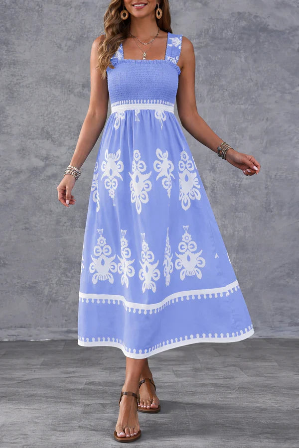 Martina | Vestido maxi con estampado artístico