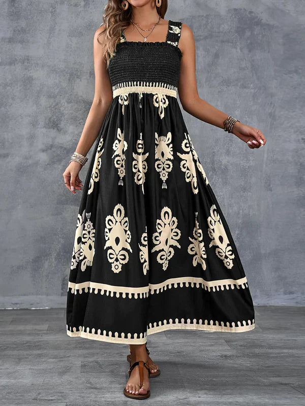 Martina | Vestido maxi con estampado artístico