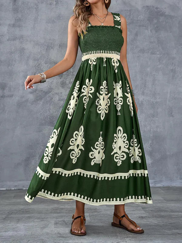 Martina | Vestido maxi con estampado artístico