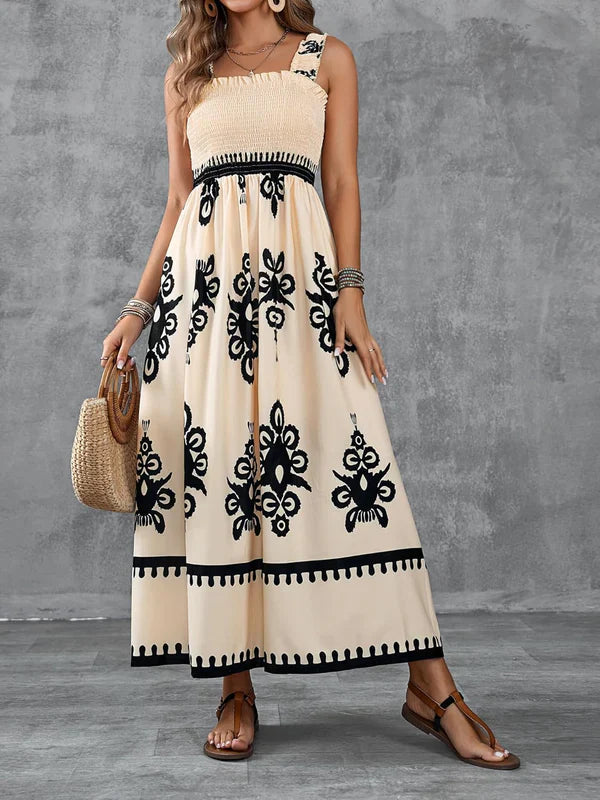 Martina | Vestido maxi con estampado artístico