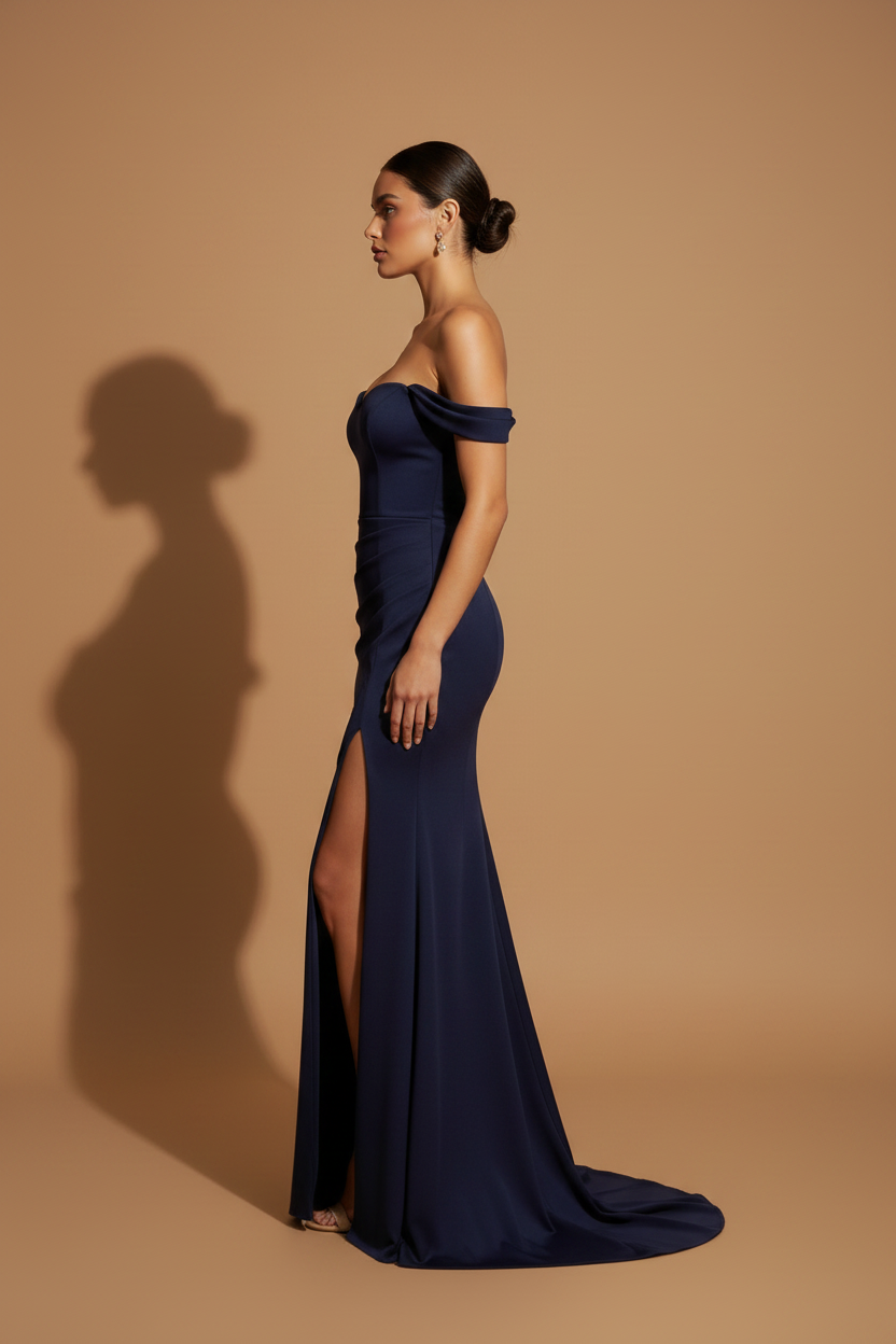 Vestido Maxi Elegante Aura – Azul Marino