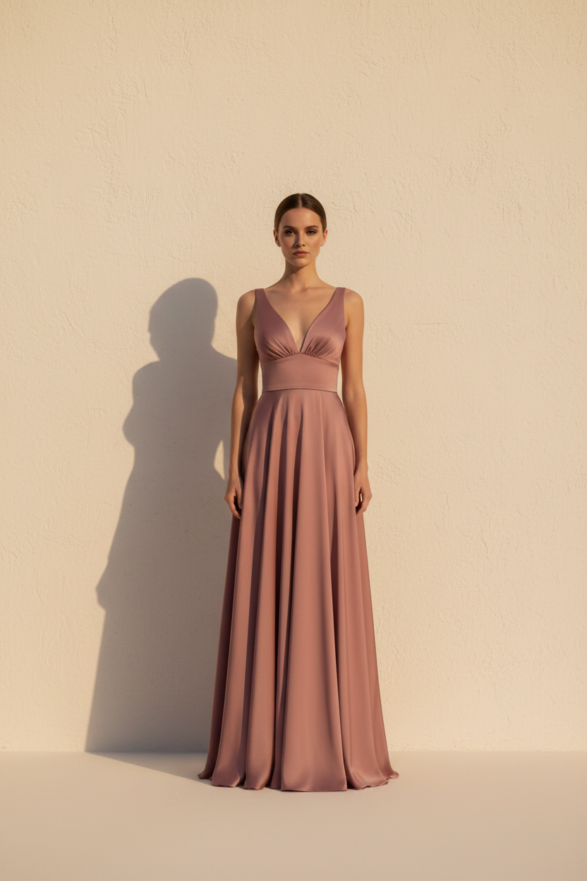 Aurelia – Vestido Largo Fluido Efecto Silueta