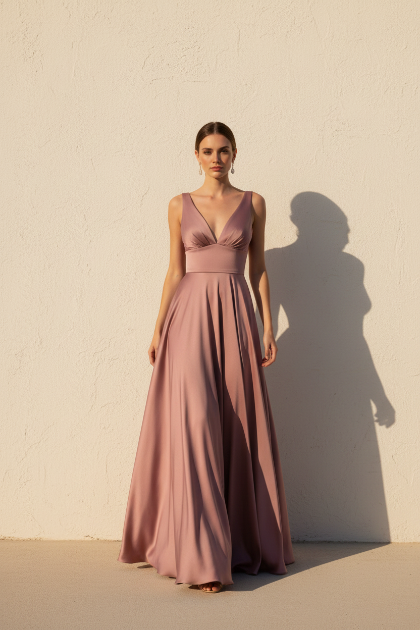 Aurelia – Vestido Largo Fluido Efecto Silueta