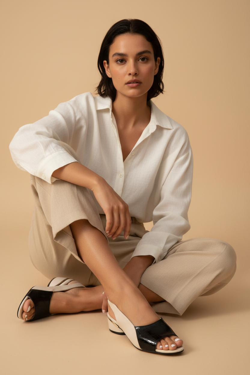 Sandalia Bianca Bicolor™ – Elegancia minimal